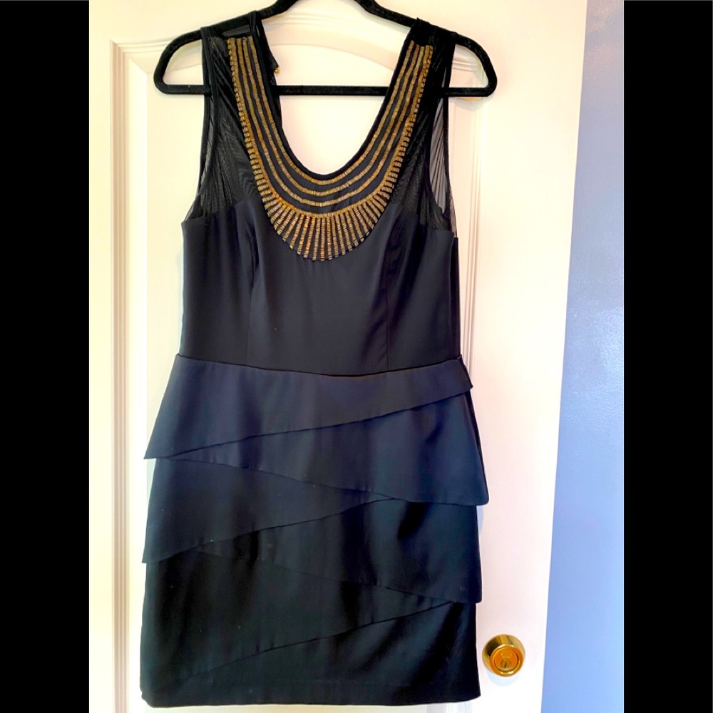 NICOLE MILLER black navy mini cocktail dress